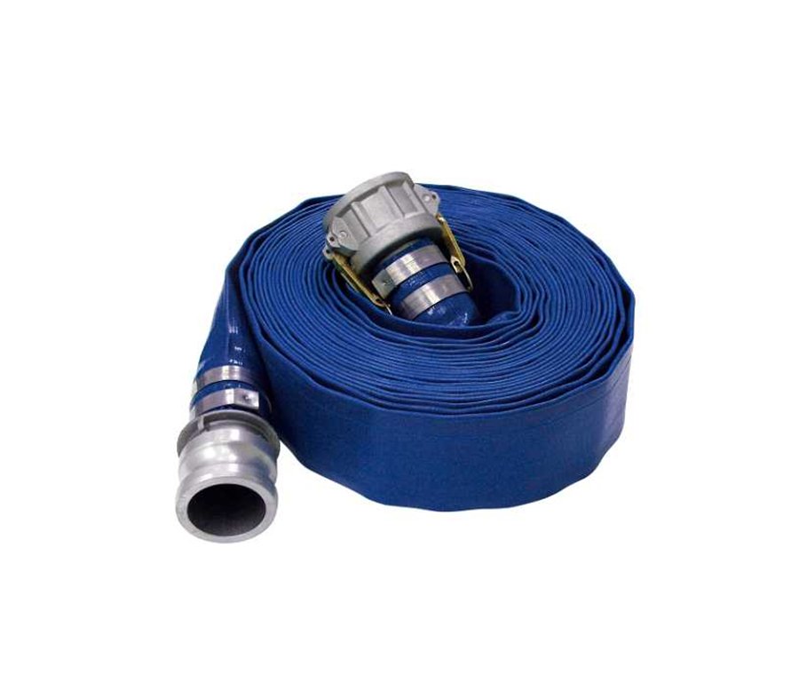 Gloxco 2 Inch X 10 Ft Blue Lay Flat PVC Discharge Hose Assembly With Cam Lock Fittings-949069